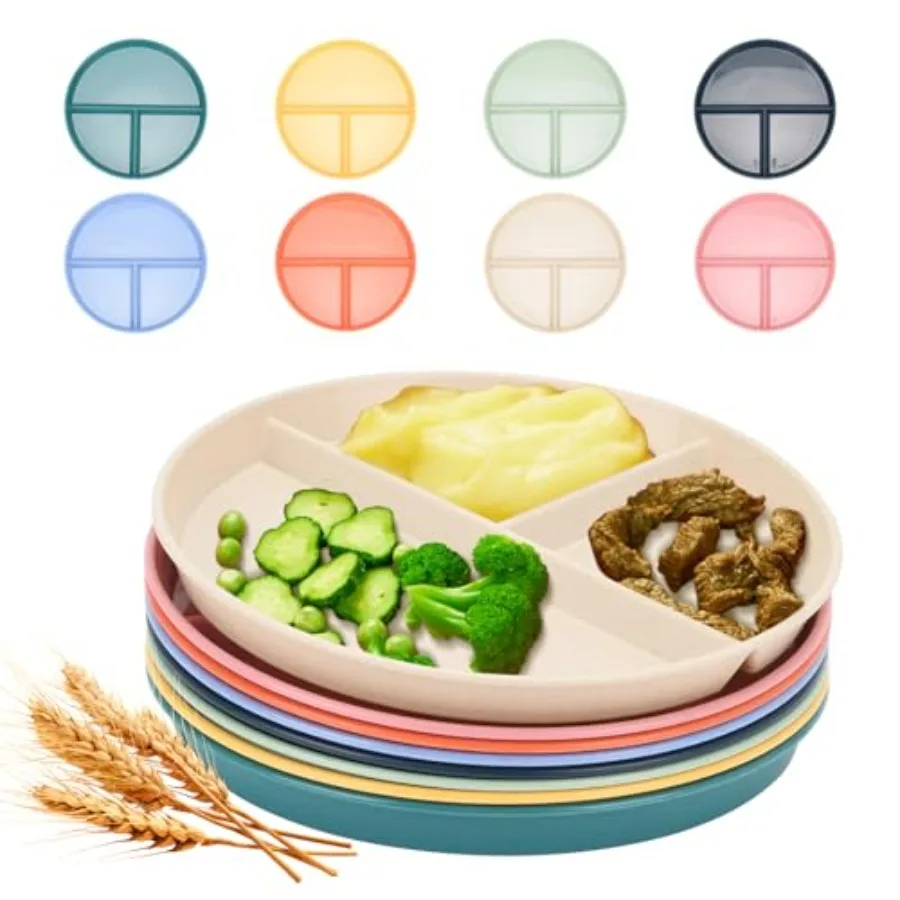 9-Inch Unbreakable Divided Plates, 8-Pack Microwave and Dishwasher Safe Wheat Straw Plates, BPA-Free, 3-Compartment Portion Con
9-Inch Unbreakable Divided Plates, 8-Pack Microwave and Dishwasher Safe Wheat Straw Plates, BPA-Free, 3-Compartment Portion Con