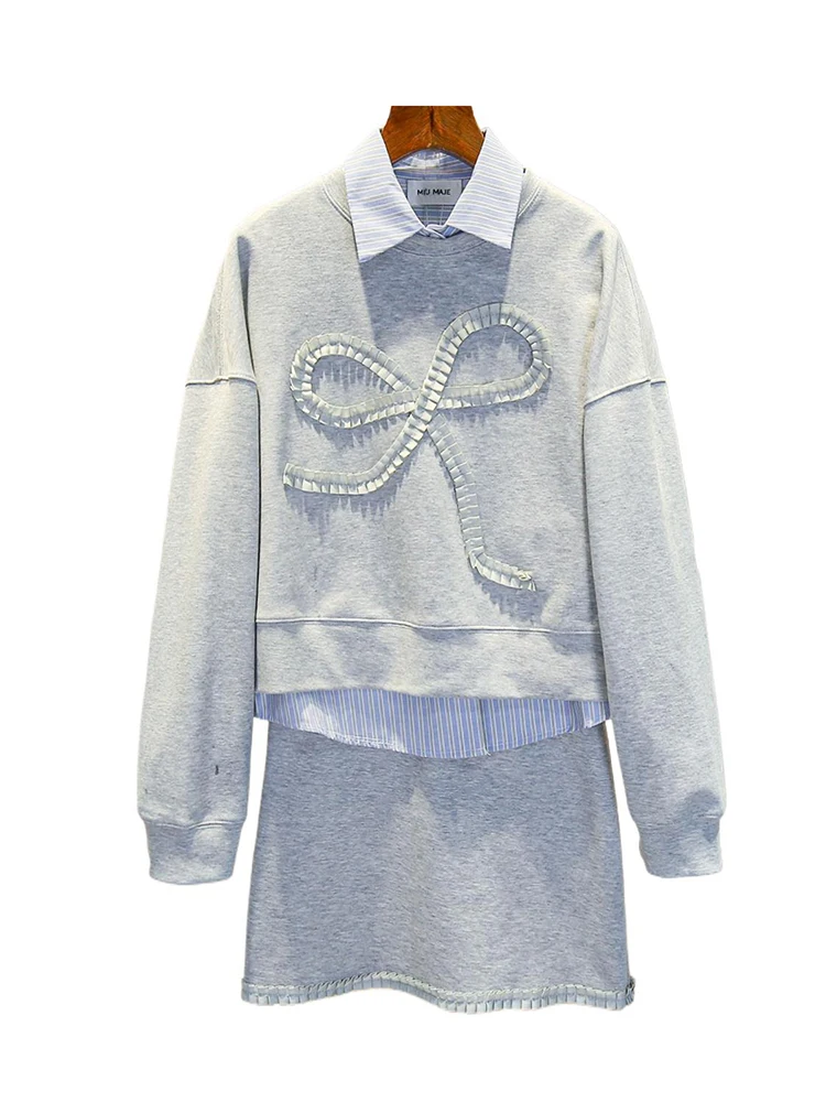 Miumem High-End Women's Faion College Sle Sweatirt Skirt Set with Bow Tie Long Sve Polyester Fiber Autumn Collection
Miumem High-End Women's Faion College Sle Sweatirt Skirt Set with Bow Tie Long Sve Polyester Fiber Autumn Collection