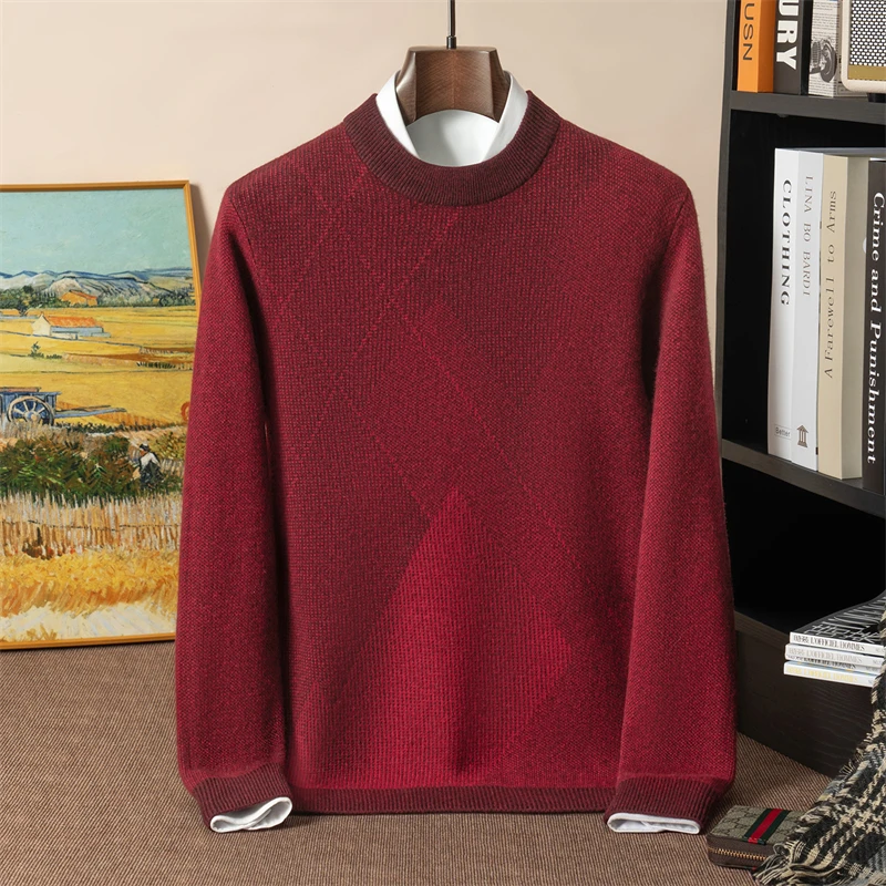 100% Cashmere Sweater Men's Four-Flat Air Layer Round Neck Sweater Red Loose Casual Knitted Sweater Base Layer Outerwear 480g
100% Cashmere Sweater Men's Four-Flat Air Layer Round Neck Sweater Red Loose Casual Knitted Sweater Base Layer Outerwear 480g