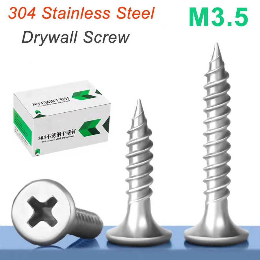 M3.5x16/20/25/30/35/40/50mm Wood Screw Bugle Head Flat Head Fine Thread 304 Stainless Steel Self Drilling Drywall Screw
M3.5x16/20/25/30/35/40/50mm Wood Screw Bugle Head Flat Head Fine Thread 304 Stainless Steel Self Drilling Drywall Screw