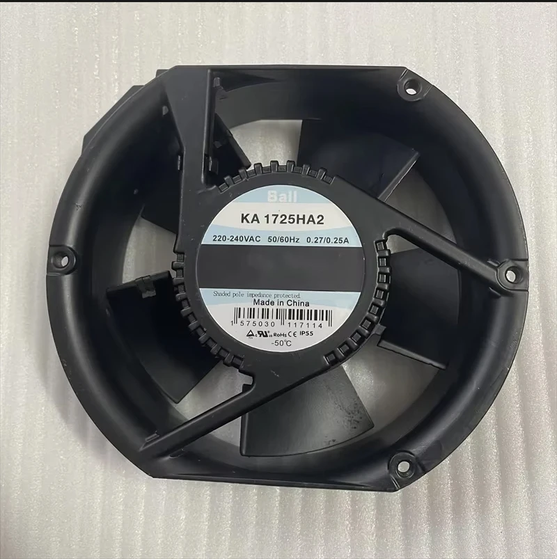 KA1725HA2 172mm AC Axial Fan 220V 240V 50/60Hz 0.27A Metal High Temperature Resistant Cooling Fan for Cabinet
KA1725HA2 172mm AC Axial Fan 220V 240V 50/60Hz 0.27A Metal High Temperature Resistant Cooling Fan for Cabinet