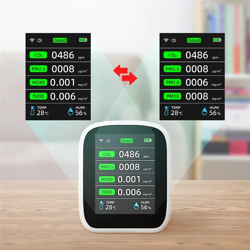 A25P Tuya WIFI 8 и 1 Монитор качества воздуха HCHO TVOC PM1.0 PM2.5 PM10 Тестер Измеритель температуры и влажности Детектор углекислого газа
A25P Tuya WIFI 8 и 1 Монитор качества воздуха HCHO TVOC PM1.0 PM2.5 PM10 Тестер Измеритель температуры и влажности Детектор углекислого газа