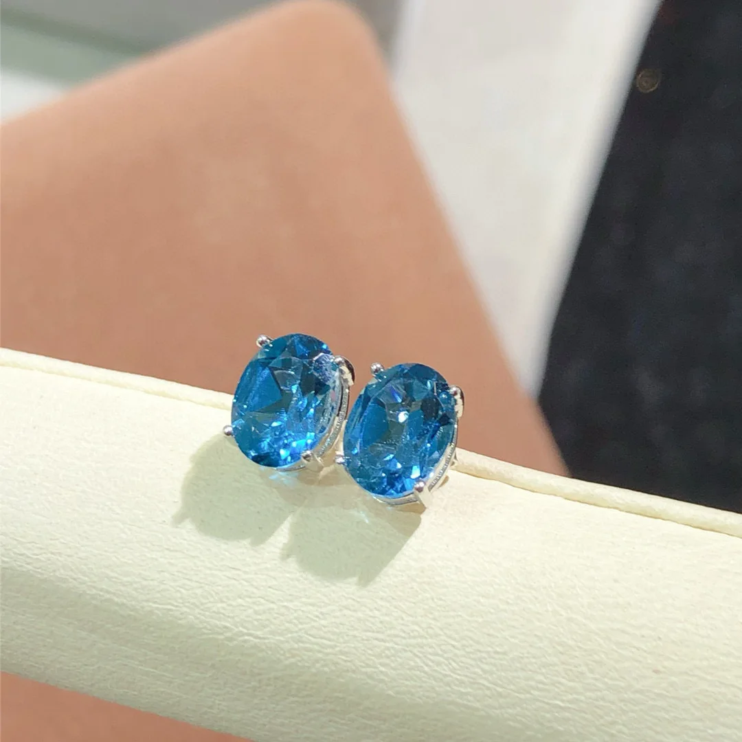 Natural London Blue Topaz Earrings Main Stone 6*8mm Sterling Silver Base Natural Gemstone Earrings
Natural London Blue Topaz Earrings Main Stone 6*8mm Sterling Silver Base Natural Gemstone Earrings