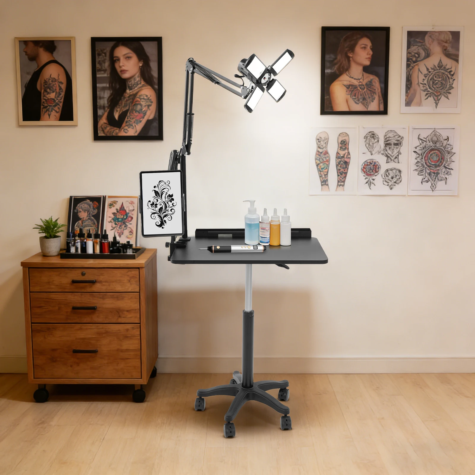 Adjustable Height Salon Workstation with LED Light Spacious Surface Rolling Phone & Tablet Holder for Stylists And Professionals
Adjustable Height Salon Workstation with LED Light Spacious Surface Rolling Phone & Tablet Holder for Stylists And Professionals