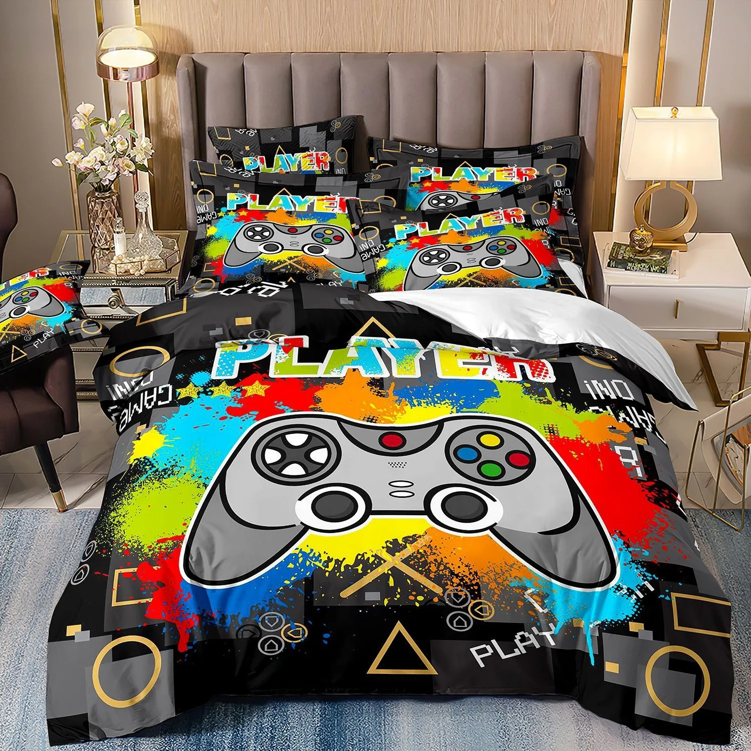 Teens Video Games Bedding Set Kids Gamepad Duvet Cover Set Boys Gamer Comforter Cover Gaming Controller Pattern Quilt Cover
Teens Video Games Bedding Set Kids Gamepad Duvet Cover Set Boys Gamer Comforter Cover Gaming Controller Pattern Quilt Cover