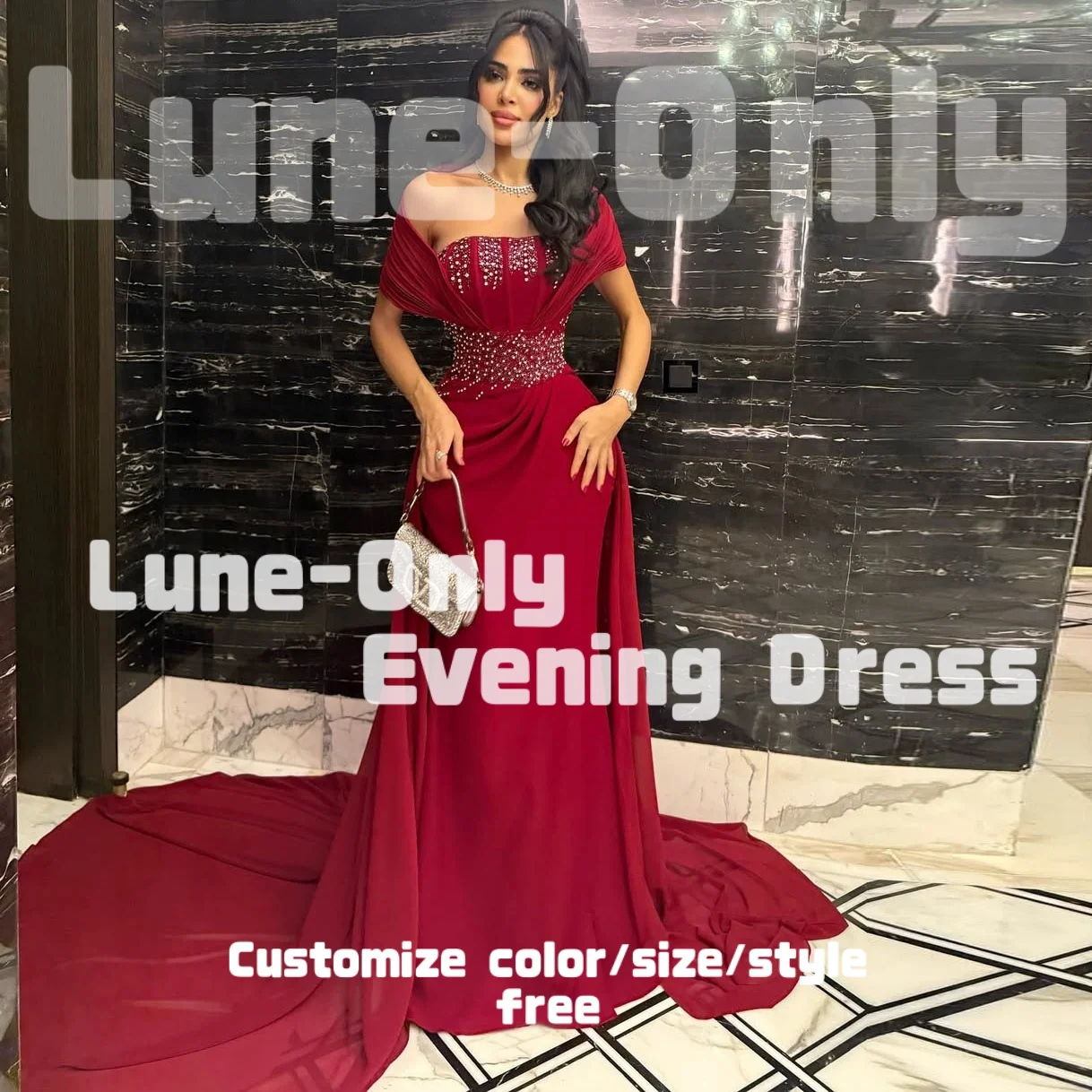 Женские вечерние платья из винно-красного шифона с бисером по индивидуальному заказу, элегантное вечернее платье с длинным хвостом и боковым разрезом, вечернее платье для выпускного вечера
Женские вечерние платья из винно-красного шифона с бисером по индивидуальному заказу, элегантное вечернее платье с длинным хвостом и боковым разрезом, вечернее платье для выпускного вечера