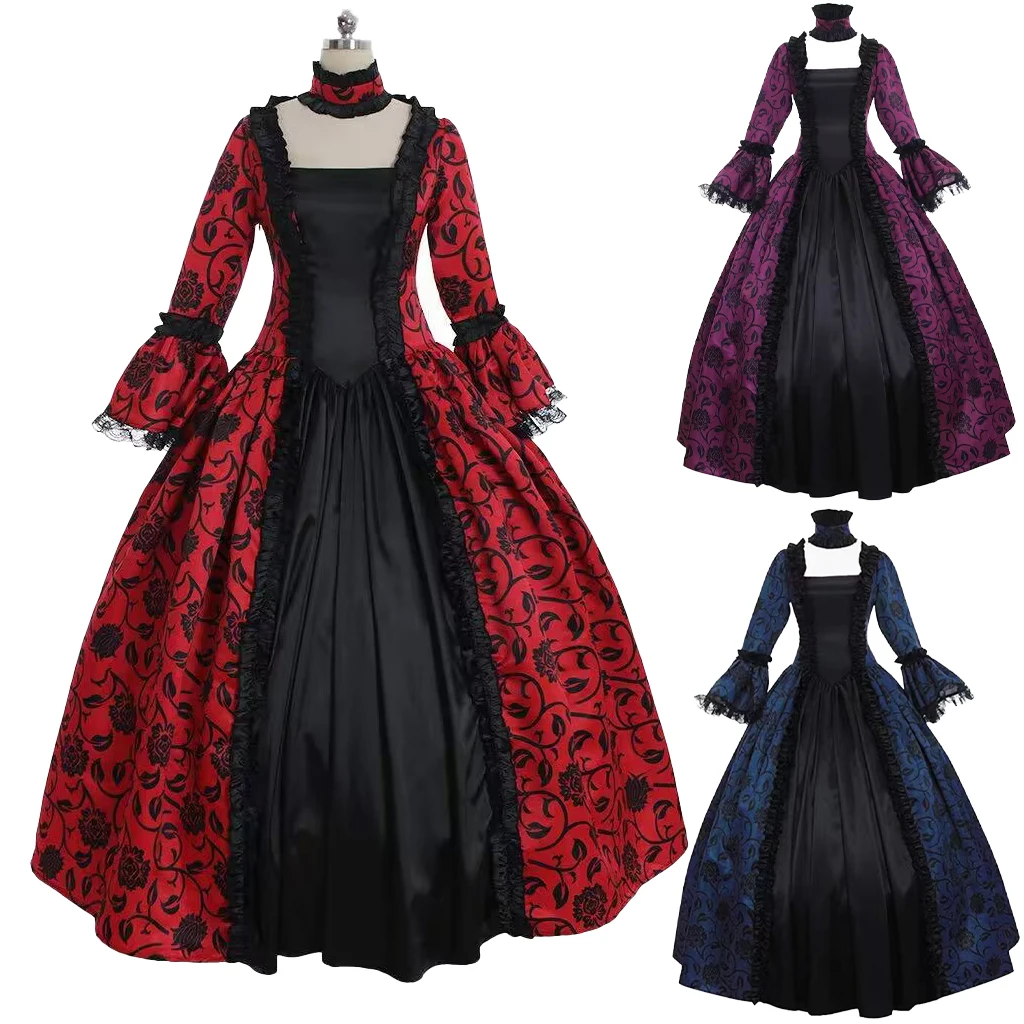 Victorian Medieval Retro Queen Cosplay Costume Witch Elegant Gothic Lace Long Court Evening Dress Halloween Party Women
Victorian Medieval Retro Queen Cosplay Costume Witch Elegant Gothic Lace Long Court Evening Dress Halloween Party Women