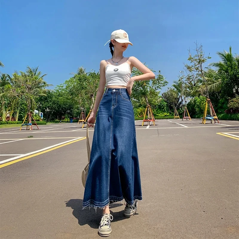 Women's Retro Blue Denim Skirt High Waisted Thin A Line Skirt Long Jeans Female New Korean Version
Women's Retro Blue Denim Skirt High Waisted Thin A Line Skirt Long Jeans Female New Korean Version