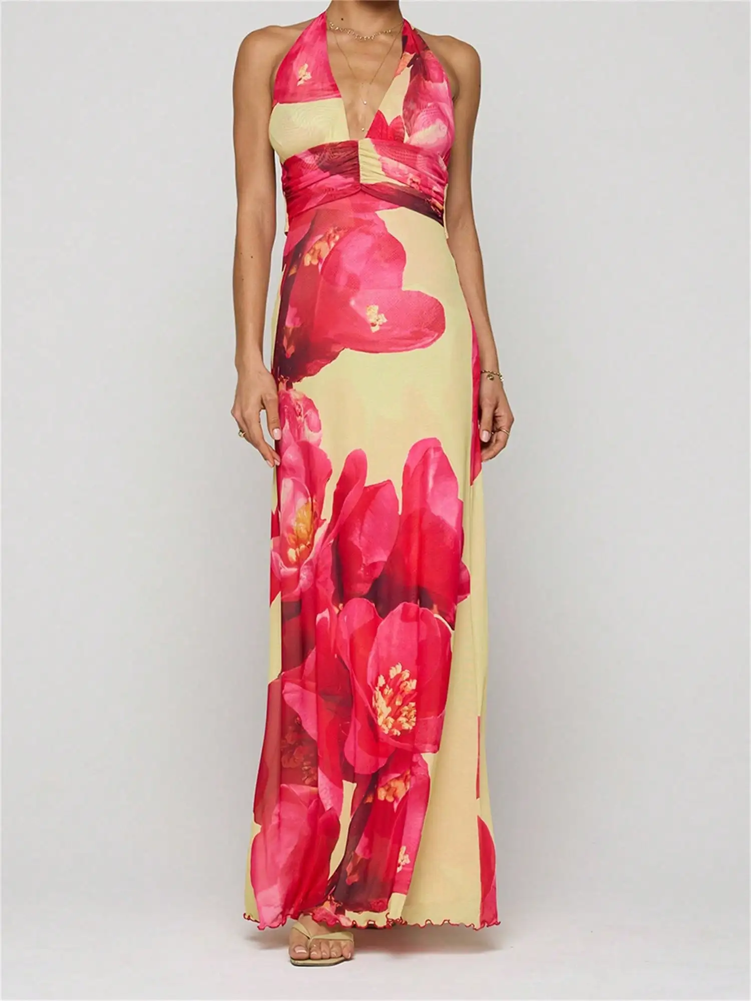 Womens Boho Floral Print Halter Maxi Bodycon Dress Summer Sexy Backless Flowy Long Dresses Beach Vacation Sundress
Womens Boho Floral Print Halter Maxi Bodycon Dress Summer Sexy Backless Flowy Long Dresses Beach Vacation Sundress