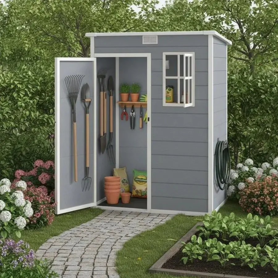 5' x 3' Garden Shed with Floor, Outdoor Storage Shed with Lockable Door, Window and Vent for Garden, Patio, Grey
5' x 3' Garden Shed with Floor, Outdoor Storage Shed with Lockable Door, Window and Vent for Garden, Patio, Grey