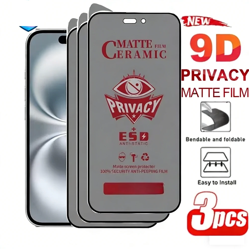 1-3pcs Matte Ceramic Privacy Screen Protector For iPhone 17 Pro Max Air 16 Pro Max 15 14 13 12 11 X XR XS Max 8 7 6Plus Anti-Spy
1-3pcs Matte Ceramic Privacy Screen Protector For iPhone 17 Pro Max Air 16 Pro Max 15 14 13 12 11 X XR XS Max 8 7 6Plus Anti-Spy