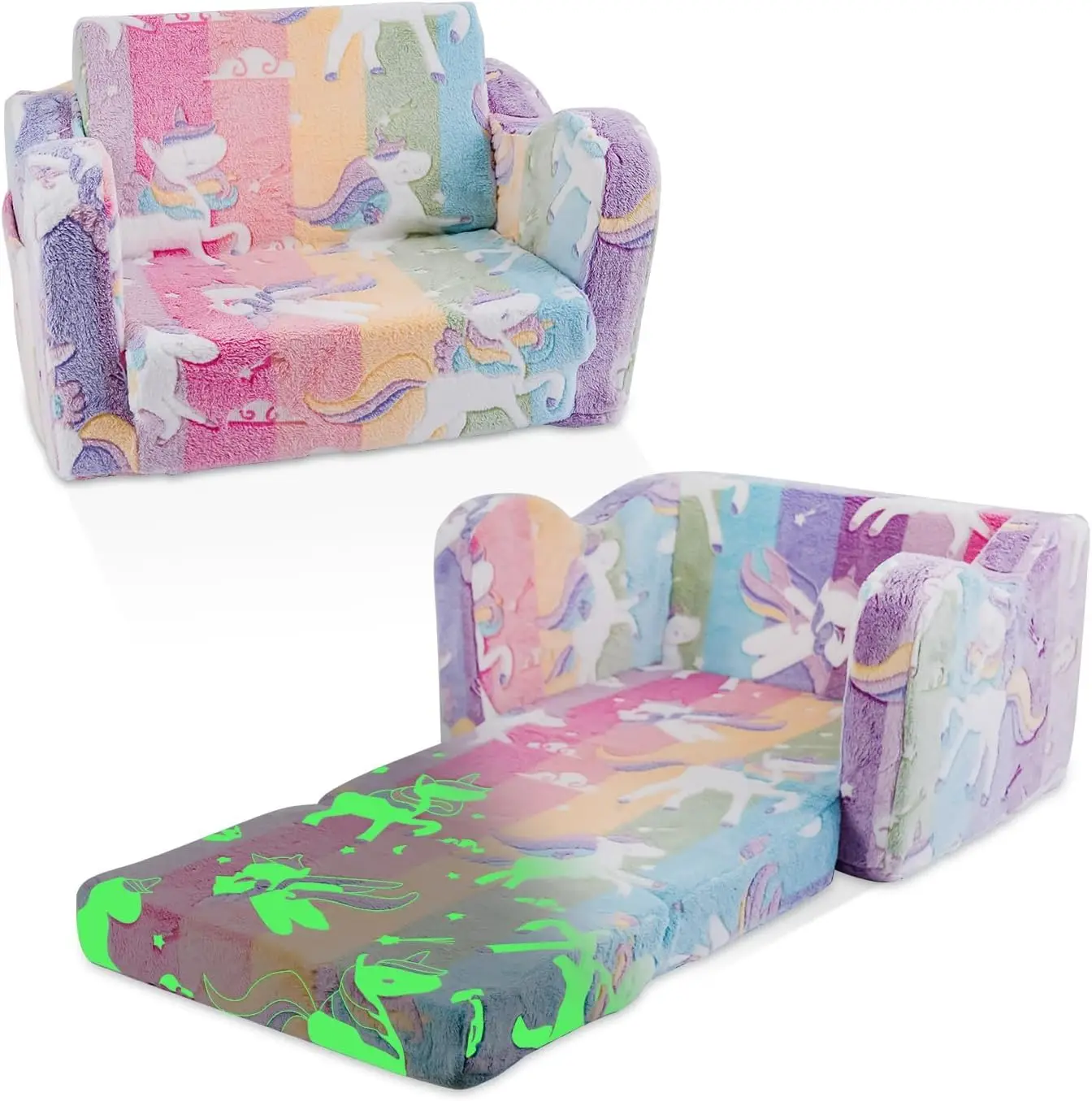 Kids Couch Sofa Toddler Couch Unicorn Glow in the Dark 2-in-1 Foldable Kids Sofa Bed for Girls Playroom Birthday Gift
Kids Couch Sofa Toddler Couch Unicorn Glow in the Dark 2-in-1 Foldable Kids Sofa Bed for Girls Playroom Birthday Gift