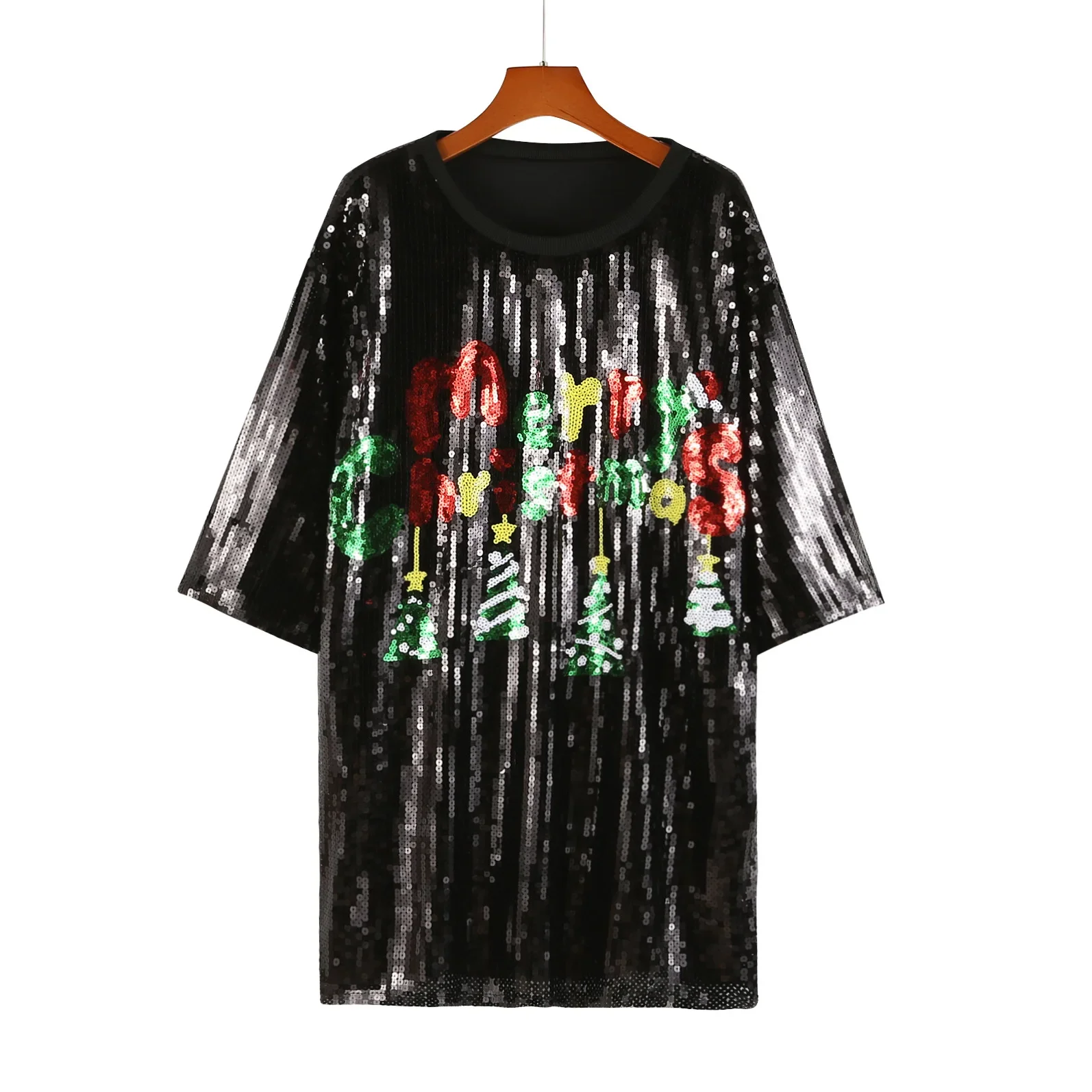 Christmas dress Sequins female Streetwear T-Shirt Round Neck Hip Hop Short Sleeve Patchwork Women Tops
Christmas dress Sequins female Streetwear T-Shirt Round Neck Hip Hop Short Sleeve Patchwork Women Tops