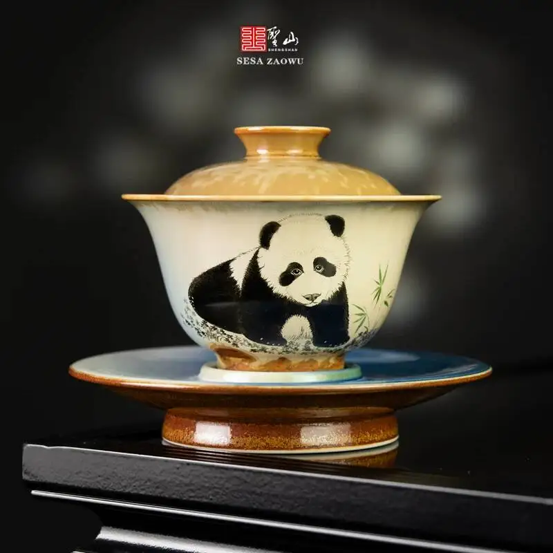 Holy Mountain Firewood Kiln Hand-Painted Panda Jingdezhen Kung Fu Set Ceramic Three-Piece Gaiwan Tea Bowl
Holy Mountain Firewood Kiln Hand-Painted Panda Jingdezhen Kung Fu Set Ceramic Three-Piece Gaiwan Tea Bowl