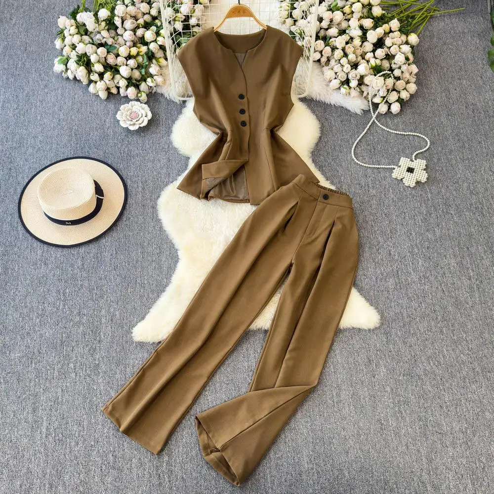 Faionable Small Fraance Sle Set Women's High Waist Slimming Wide Leg Pants Vest Top Spring Korean Version Ladylike Suit
Faionable Small Fraance Sle Set Women's High Waist Slimming Wide Leg Pants Vest Top Spring Korean Version Ladylike Suit