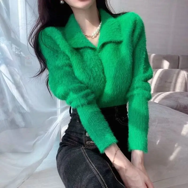 2023 Fluffy Pullover Sweater Women Korean Turn-Down Collar Long Sleeve Jumpers Ladies Sweet Fashion Thicken Warm Knitted Tops
2023 Fluffy Pullover Sweater Women Korean Turn-Down Collar Long Sleeve Jumpers Ladies Sweet Fashion Thicken Warm Knitted Tops