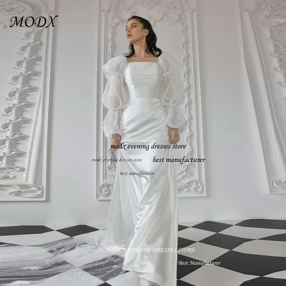 MODX Vintage Silk Satin Wedding Dresses Boho Beach Puff Long Sleeves Square Neck Floor Length Bridal Gowns Robe de mariage
MODX Vintage Silk Satin Wedding Dresses Boho Beach Puff Long Sleeves Square Neck Floor Length Bridal Gowns Robe de mariage