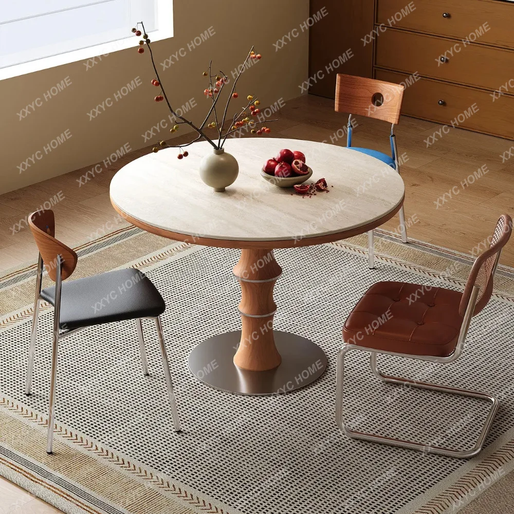 Round table cave stone rock slab dining table small apartment, light luxury retro designer round
Round table cave stone rock slab dining table small apartment, light luxury retro designer round