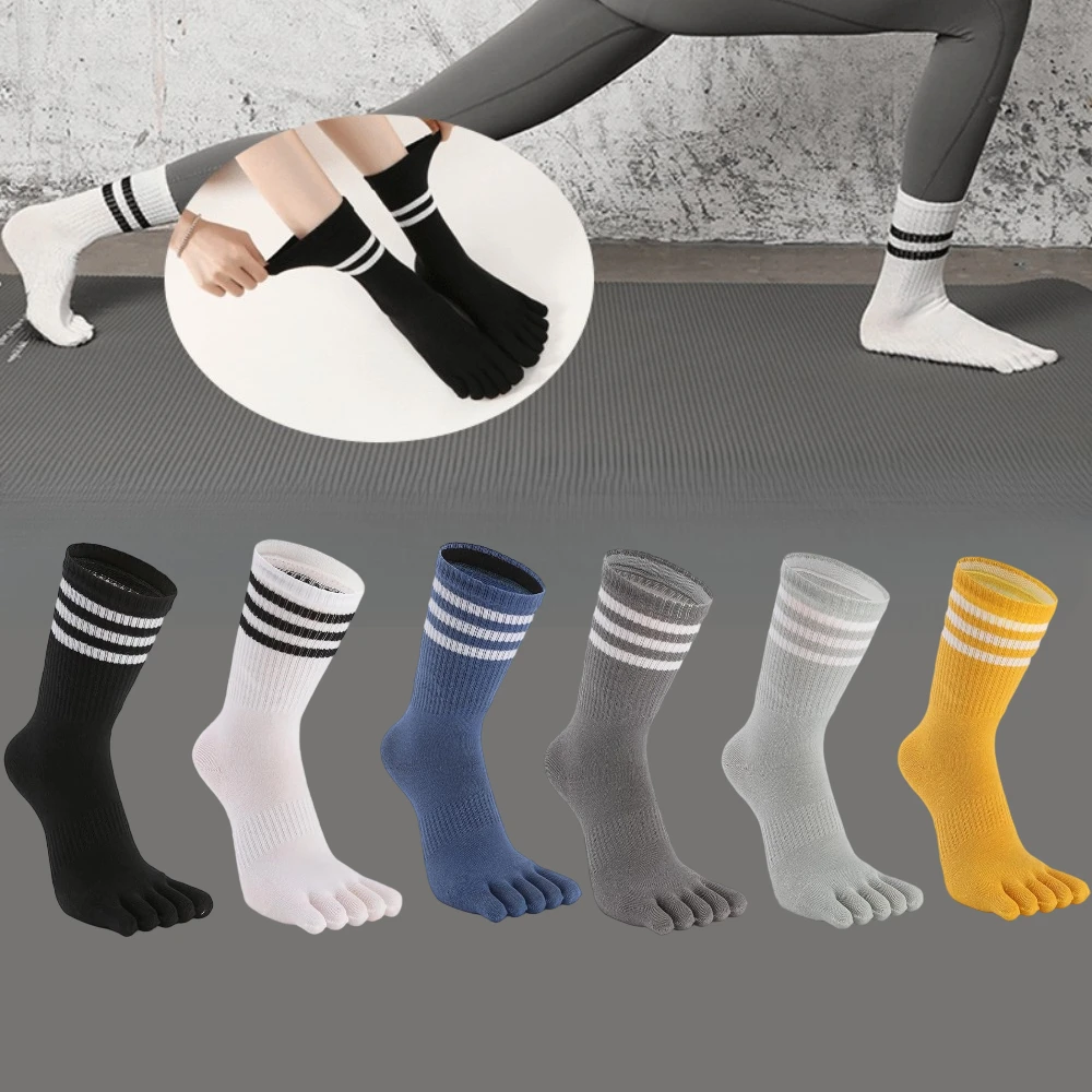 6 Pairs Women Toe Socks 5 Finger Athletic Women Striped Knit Calf Socks, Cushioned Toe Socks with Grips
6 Pairs Women Toe Socks 5 Finger Athletic Women Striped Knit Calf Socks, Cushioned Toe Socks with Grips