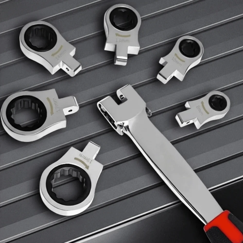 Chrome Vanadium Steel Ratchet Wrench Set 180° Rotating Gear Interchangeable Heads Ratcheting Wrench Swivel Head 72-Tooth Spanner
Chrome Vanadium Steel Ratchet Wrench Set 180° Rotating Gear Interchangeable Heads Ratcheting Wrench Swivel Head 72-Tooth Spanner
