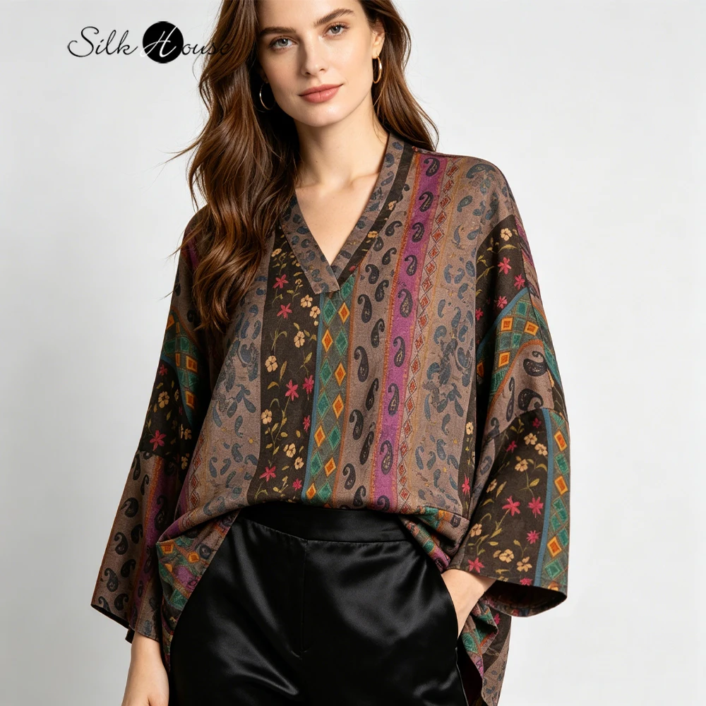 Women's Fashion Spring/Summer Clothing Breathable 100% Natural Mulberry Silk Fragrant Cloud Yarn V-neck Long Sleeved T-shirt
Women's Fashion Spring/Summer Clothing Breathable 100% Natural Mulberry Silk Fragrant Cloud Yarn V-neck Long Sleeved T-shirt