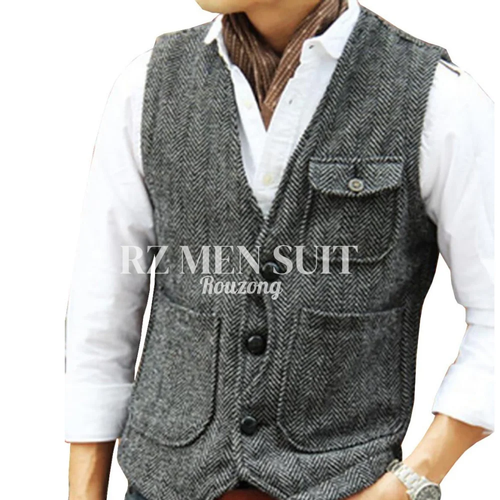 Мужской классический жилет из смесовой шерсти, твидовый жилет в клетку «ёлочка», для свадьбы
Мужской классический жилет из смесовой шерсти, твидовый жилет в клетку «ёлочка», для свадьбы