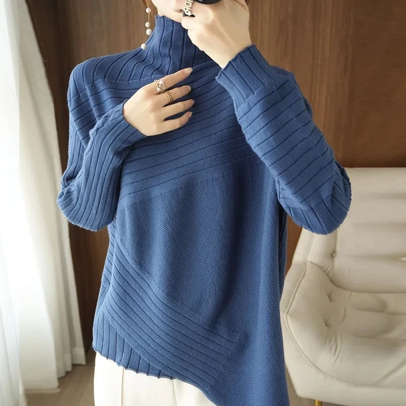 2025 New Autumn Winter Women Sweater Korean Version Fashion Pullover Shirt Irregular High Collar Wild Knitting Sweater Female
2025 New Autumn Winter Women Sweater Korean Version Fashion Pullover Shirt Irregular High Collar Wild Knitting Sweater Female