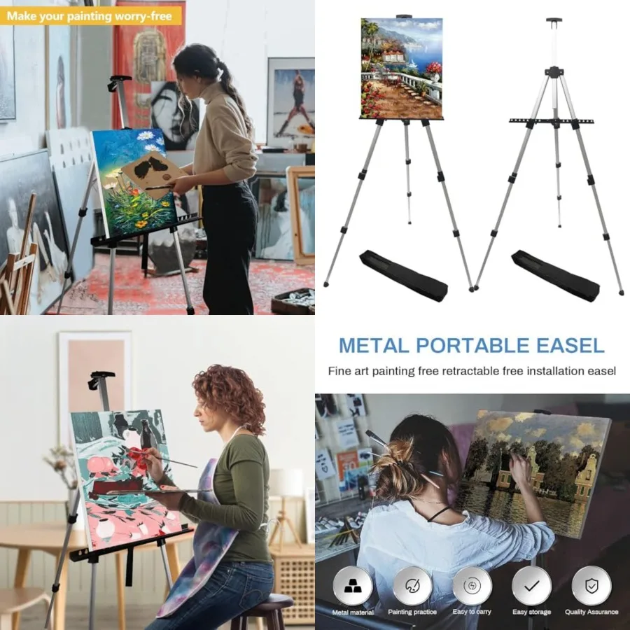Art Painting Artist Easel Stand, Aluminum Metal Tripod Adjustable Easels for Painter Canvases Height from 17 to 66 Inch - Carry
Art Painting Artist Easel Stand, Aluminum Metal Tripod Adjustable Easels for Painter Canvases Height from 17 to 66 Inch - Carry