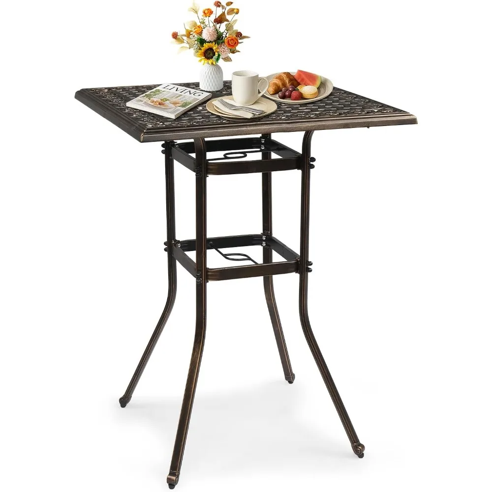 Outdoor Bar Table, Cast Aluminum Patio Bar Table with Umbrella Hole 42 Height Square Bistro Table Tall Dining Table
Outdoor Bar Table, Cast Aluminum Patio Bar Table with Umbrella Hole 42 Height Square Bistro Table Tall Dining Table