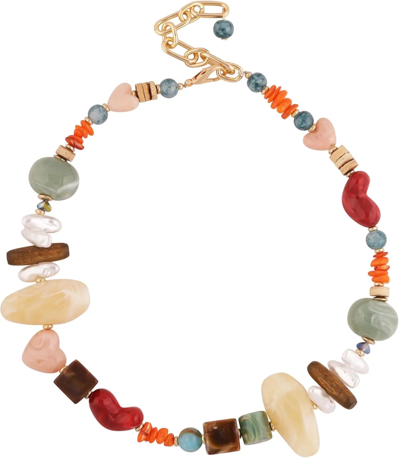 Boho Chunky Statement Necklace for Women Vintage Style Milky White Blue Brown Accents
Boho Chunky Statement Necklace for Women Vintage Style Milky White Blue Brown Accents