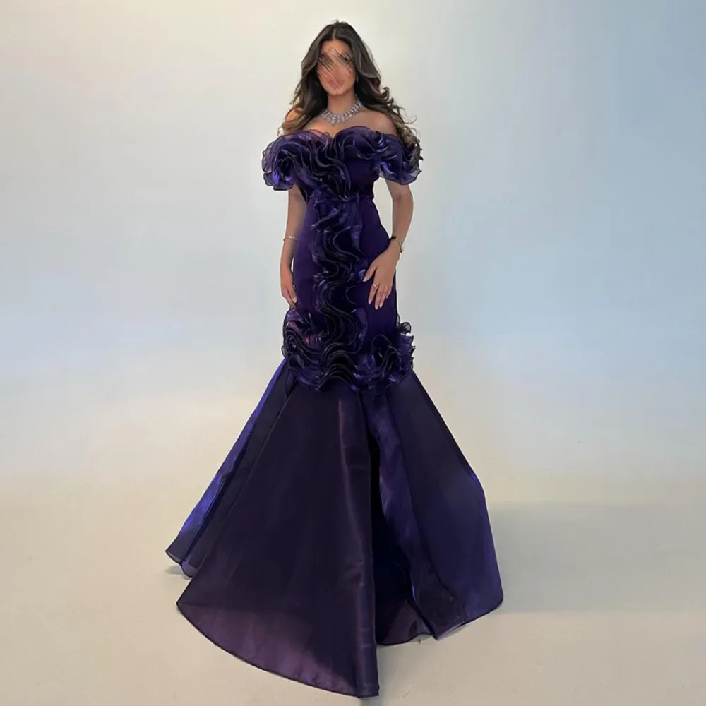 Customized High Quality Sleeveless Sweetheart Floor Length Wrinkle Purple Tulle Off Shoulder Backless Evening Dresses Women
Customized High Quality Sleeveless Sweetheart Floor Length Wrinkle Purple Tulle Off Shoulder Backless Evening Dresses Women