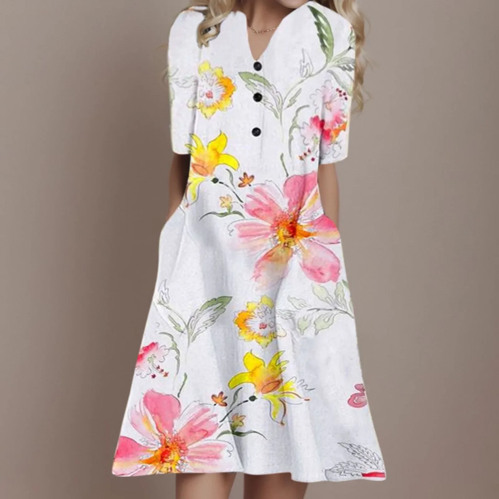 2023 Summer Beach Sundress Casual Women Oversized Long Dresses Fashion Ladies Loose V-Neck Short Sleeve Pocket Lady Midi Dress
2023 Summer Beach Sundress Casual Women Oversized Long Dresses Fashion Ladies Loose V-Neck Short Sleeve Pocket Lady Midi Dress