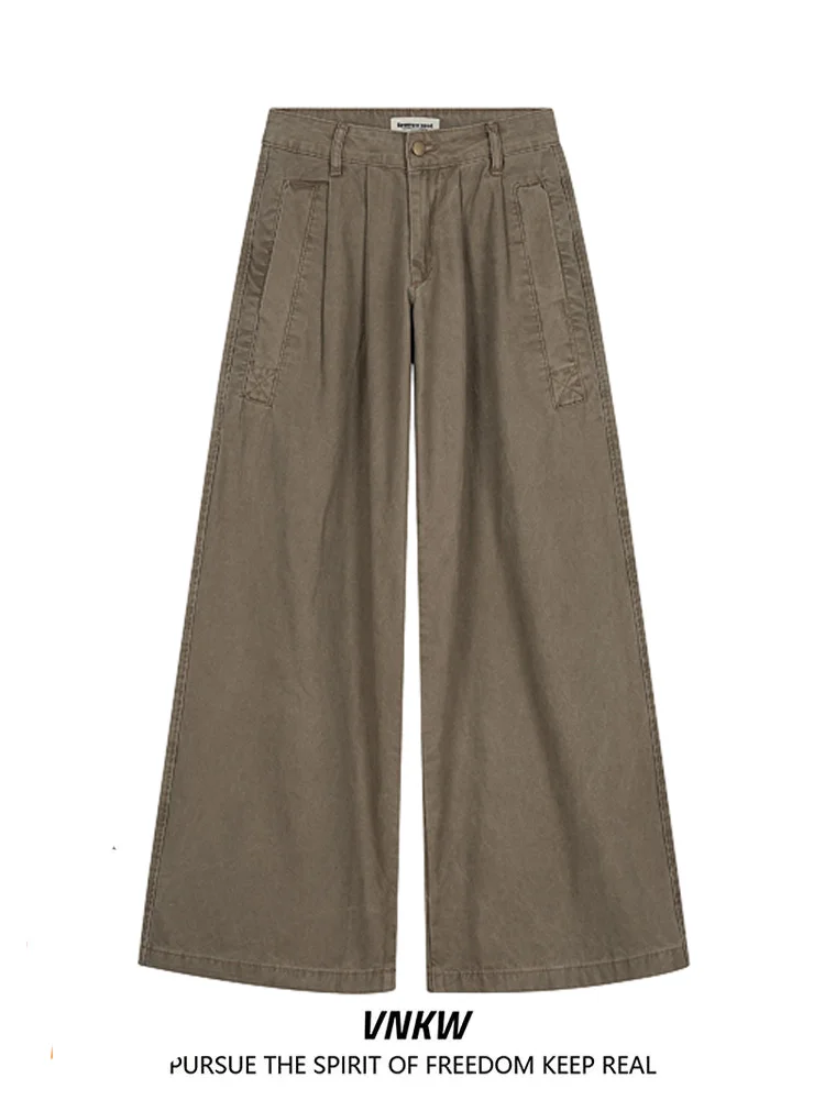 Retro American Waed Faded Workwear Wide Leg Pants Loose Casual Loose Long Trousers Men's mid Waist Pleated Color
Retro American Waed Faded Workwear Wide Leg Pants Loose Casual Loose Long Trousers Men's mid Waist Pleated Color