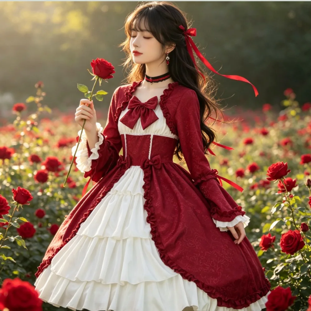 Medieval Gothic Lolita Dress, Square Collar Waist Splicing Bow Maid Dress, Retro European Elegant Court Cosplay Costume
Medieval Gothic Lolita Dress, Square Collar Waist Splicing Bow Maid Dress, Retro European Elegant Court Cosplay Costume