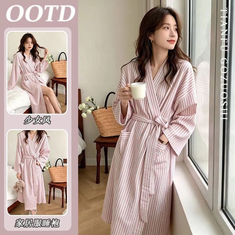 2026 Autumn Winter Long Sleeve Casual Striped Kimono Robes for Women Loose Sleepwear Bathrobes Bath Robe Homewear Home Clothes
2026 Autumn Winter Long Sleeve Casual Striped Kimono Robes for Women Loose Sleepwear Bathrobes Bath Robe Homewear Home Clothes