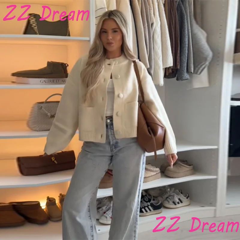 Solid Women's Sweater Round Neck Full Sleeve Sigle Breasted Pockets Knitted Cardigen 2025 Autumn Lady Simple Knitwear Top
Solid Women's Sweater Round Neck Full Sleeve Sigle Breasted Pockets Knitted Cardigen 2025 Autumn Lady Simple Knitwear Top