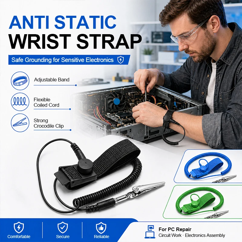 1.8m/2.5m/3m/5m/10m Adjustable ESD Anti-Static Wrist Strap, PU Coiled Cord Grounding Band for PC Phone Repair Static Protection
1.8m/2.5m/3m/5m/10m Adjustable ESD Anti-Static Wrist Strap, PU Coiled Cord Grounding Band for PC Phone Repair Static Protection