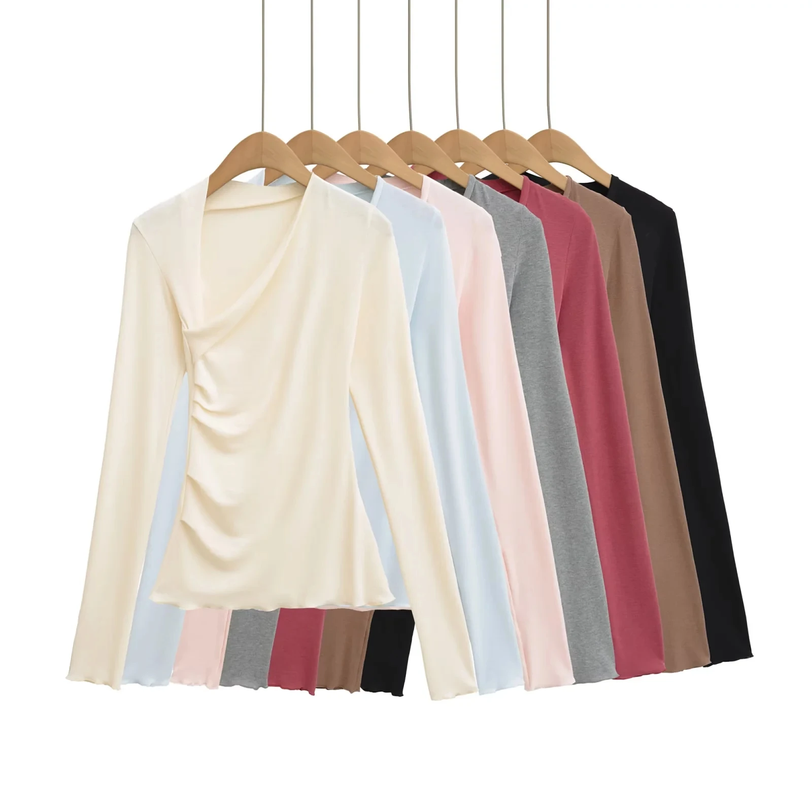 Осенняя футболка Slim Fit Long Sve, женская осенняя эластичная талия, сексуальный базовый слой, топ для горячих девушек, универсальный воротник с боковым воротником
Осенняя футболка Slim Fit Long Sve, женская осенняя эластичная талия, сексуальный базовый слой, топ для горячих девушек, универсальный воротник с боковым воротником