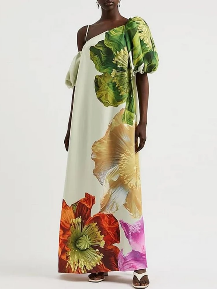 FLAXMAKER Vintage Floral Printed Open Shoulder Maxi Dress Women Summer Sexy Slanted collar Floor-Length Dresses Vestidos
FLAXMAKER Vintage Floral Printed Open Shoulder Maxi Dress Women Summer Sexy Slanted collar Floor-Length Dresses Vestidos