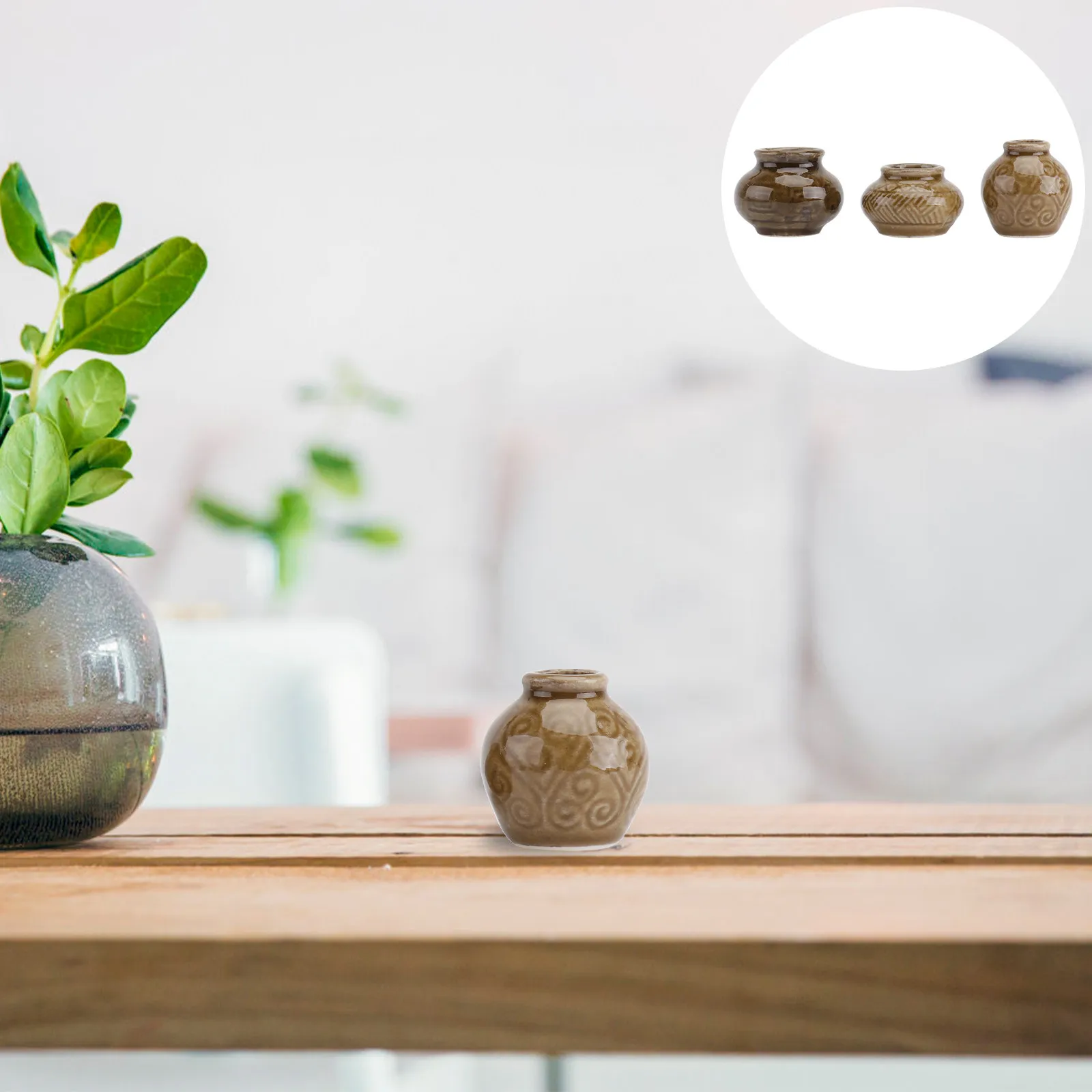 3Pcs Mini Ceramic Jars High Quality Small Scene Decorations Compact Size Mini House Accessories Ceramic Jar Model
3Pcs Mini Ceramic Jars High Quality Small Scene Decorations Compact Size Mini House Accessories Ceramic Jar Model