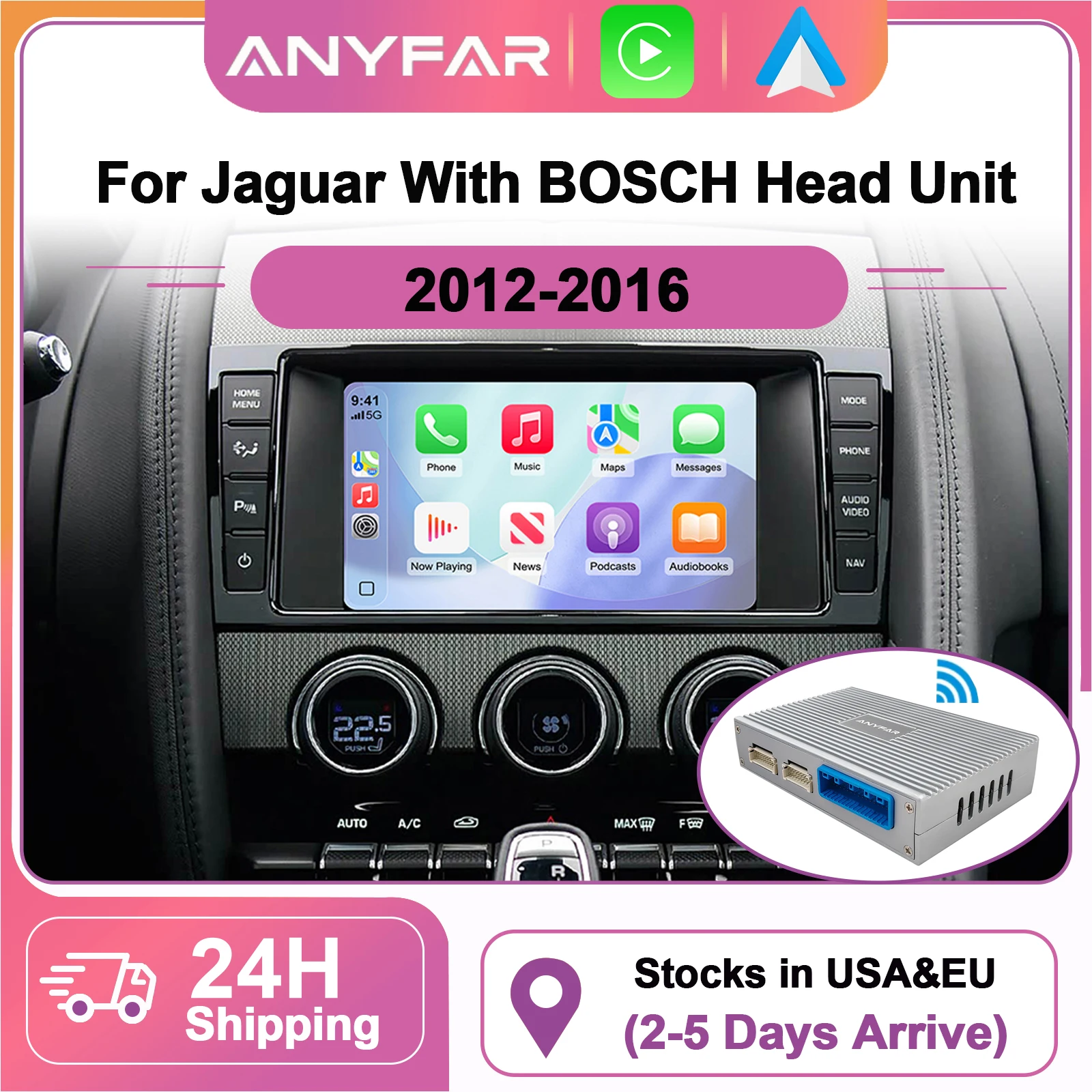 ANYFAR Wireless Carplay Android Auto Fits For Land Rover Jaguar Bosch Discovery4 Evoque Freelander2 XE XF XJL Decorder
ANYFAR Wireless Carplay Android Auto Fits For Land Rover Jaguar Bosch Discovery4 Evoque Freelander2 XE XF XJL Decorder