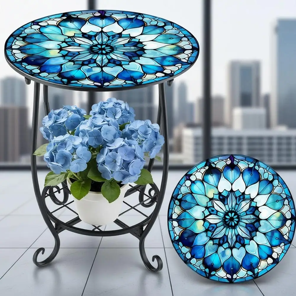 Round Mosaic Outdoor Side Table, Small Patio Accent for Indoor or Garden, 18 Mandala Style
Round Mosaic Outdoor Side Table, Small Patio Accent for Indoor or Garden, 18 Mandala Style