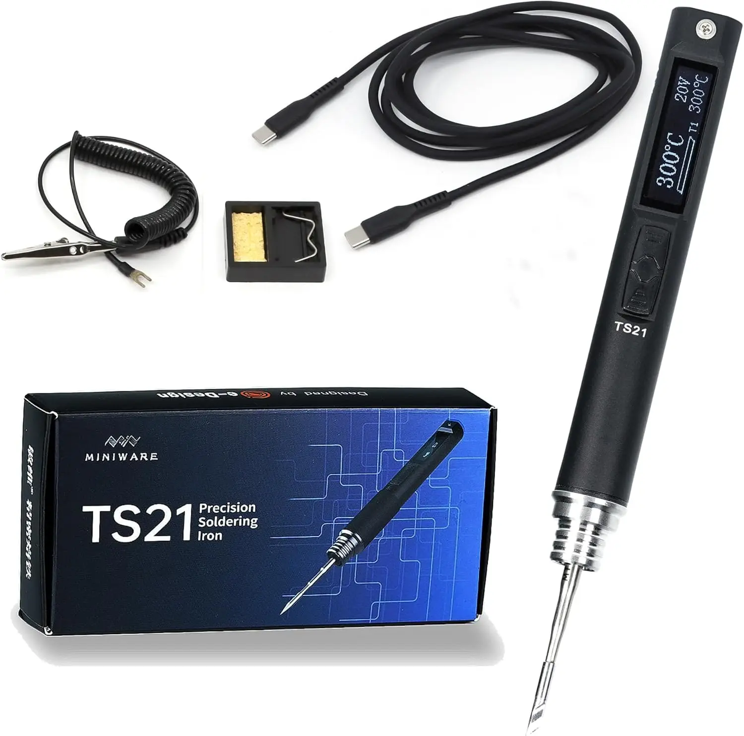 Precision Soldering Iron Kit with USB-C, 100W Fast Heating, OLED Display, Adjustable Temperature 100-450°C for Circuit Board
Precision Soldering Iron Kit with USB-C, 100W Fast Heating, OLED Display, Adjustable Temperature 100-450°C for Circuit Board
