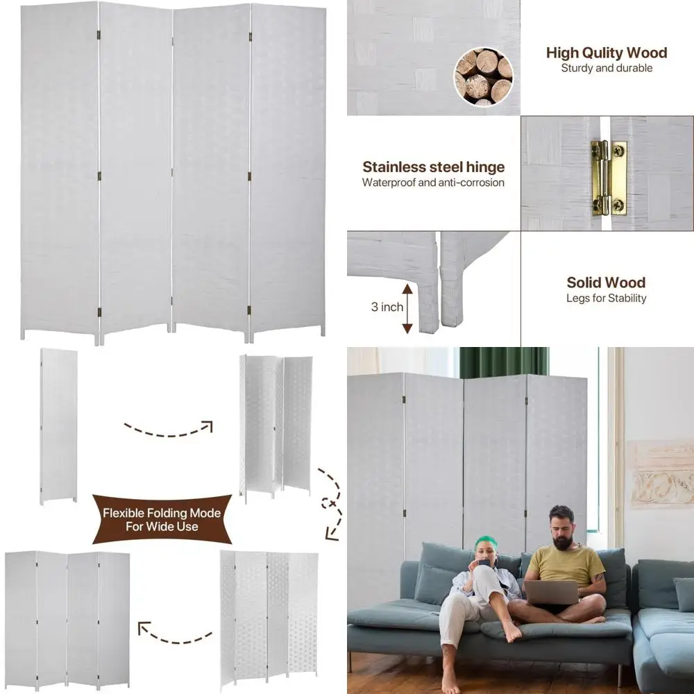 Room Dividers and Folding Privacy Screens 4 Panel 6 ft Foldable Portable Room Seperating Divider, Handwork Wood Mesh Woven Desig
Room Dividers and Folding Privacy Screens 4 Panel 6 ft Foldable Portable Room Seperating Divider, Handwork Wood Mesh Woven Desig