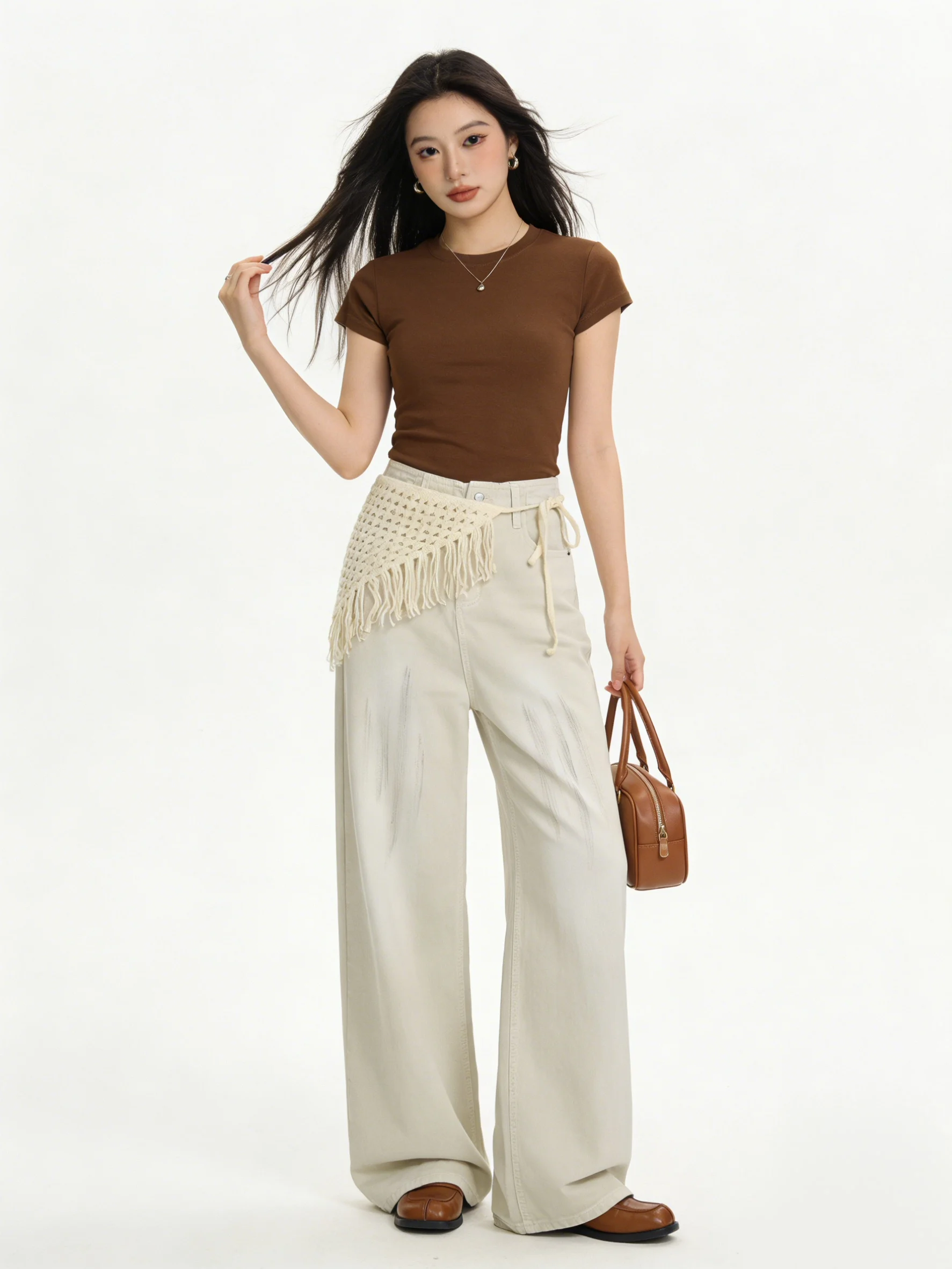 Slimming Effect Korean Style Vintage Knitted Floor Length Draping Jeans Women High Waist Wide Leg Casual Wear Resistant
Slimming Effect Korean Style Vintage Knitted Floor Length Draping Jeans Women High Waist Wide Leg Casual Wear Resistant