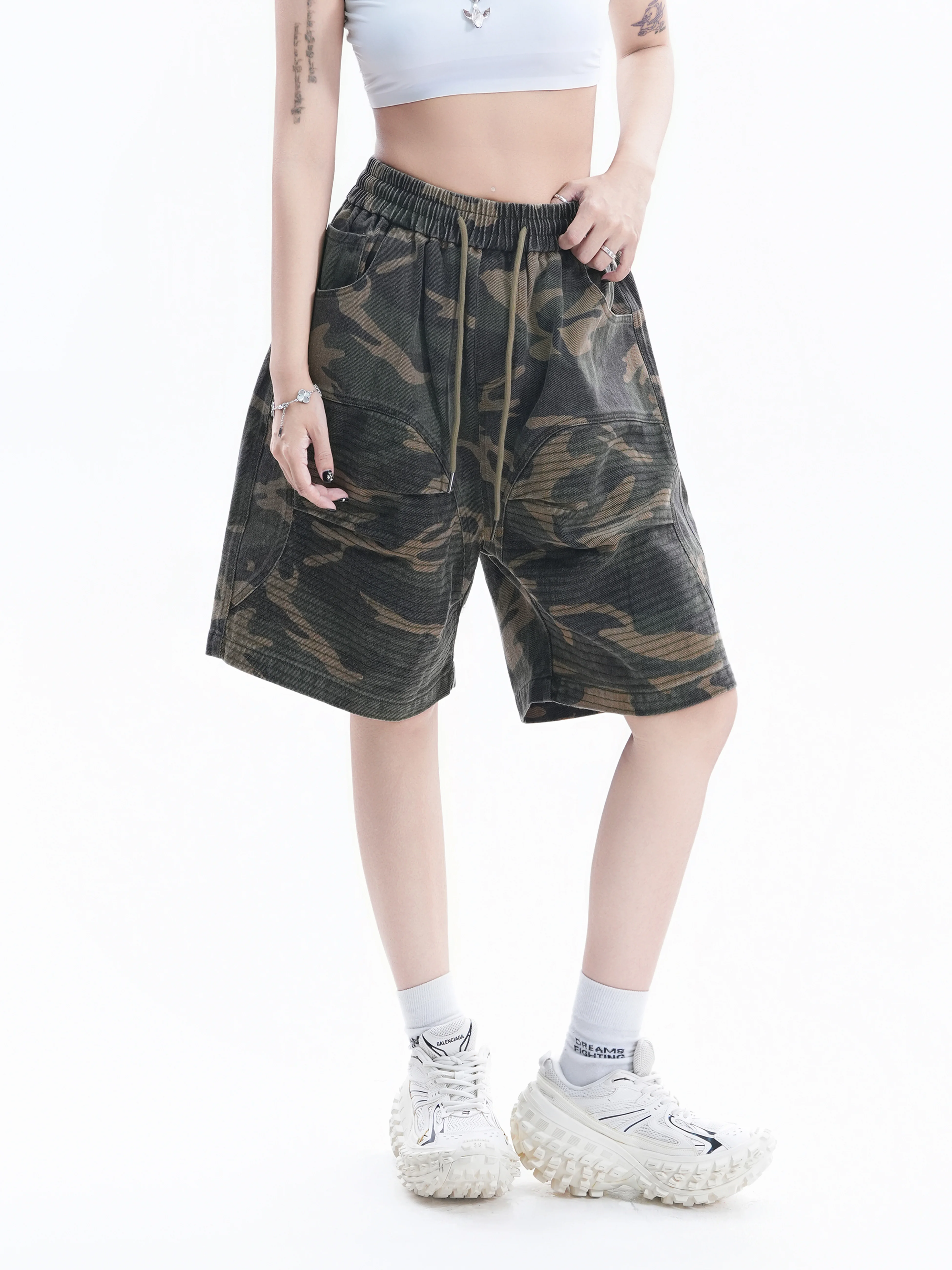 Retro American Camouflage Loose Women's Shorts Drawstring High Street Casual Pants Couple Matching Cotton Natural Waist
Retro American Camouflage Loose Women's Shorts Drawstring High Street Casual Pants Couple Matching Cotton Natural Waist