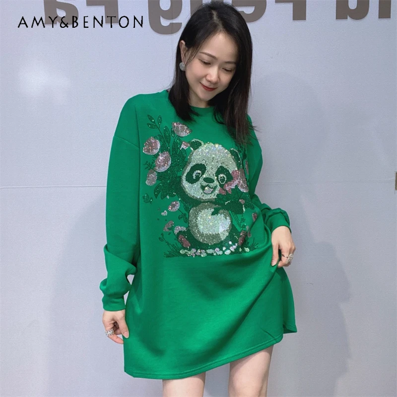 Women's Fashion Sparkling Rhinestone Oversized Hoodies Fashion Crew Neck Loose Sweatshirt Women's Long Sleeved T-shirt Sudaderas
Women's Fashion Sparkling Rhinestone Oversized Hoodies Fashion Crew Neck Loose Sweatshirt Women's Long Sleeved T-shirt Sudaderas