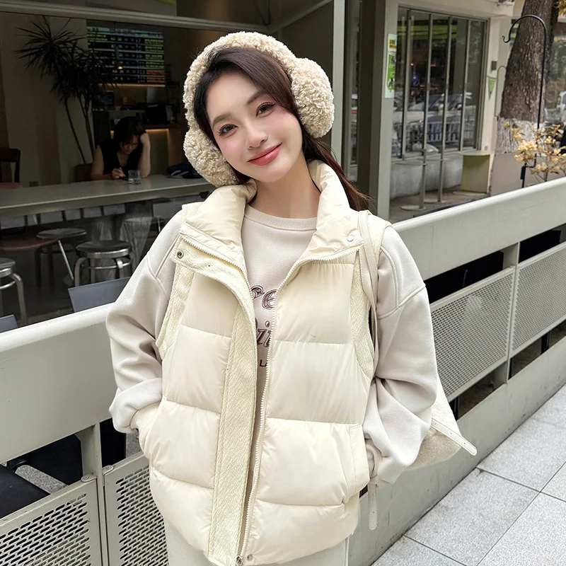 2025 Splicing Cotton Vest Women Autumn Winter Korean Slim Stand Collar Short Sleeveless Jacket Thicke Down Cotton Vest Waistcoat
2025 Splicing Cotton Vest Women Autumn Winter Korean Slim Stand Collar Short Sleeveless Jacket Thicke Down Cotton Vest Waistcoat