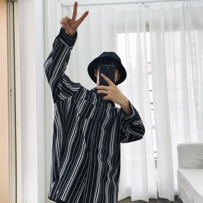 MRCYC Bla Oversize Casual Striped irt Men's Sli Loose Fit Autumn Faion Korean Sle Long Sve Cotton Polyester
MRCYC Bla Oversize Casual Striped irt Men's Sli Loose Fit Autumn Faion Korean Sle Long Sve Cotton Polyester