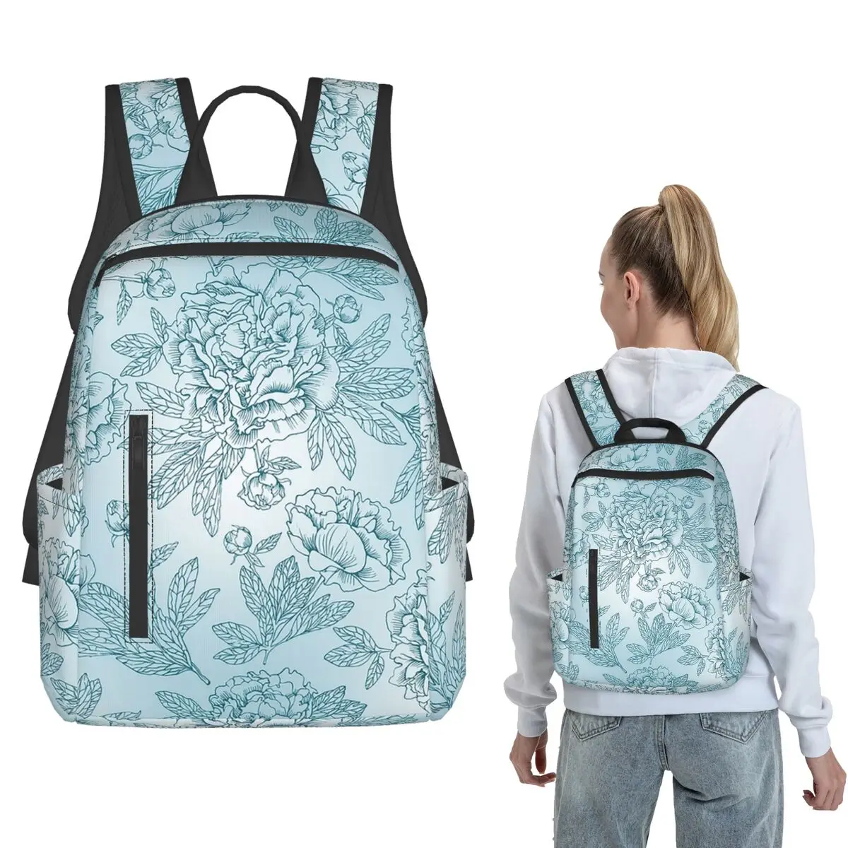 Blue Sketch Peony Flower Backpack Daypack Boys Girls BookBag School Bag Shoulder Bags for Men Women
Blue Sketch Peony Flower Backpack Daypack Boys Girls BookBag School Bag Shoulder Bags for Men Women